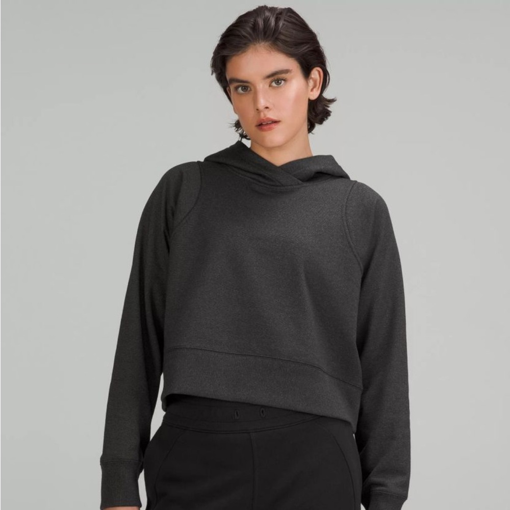 LULU LEMON LOUNGEFUL CROPPED HOODIE GREY/BLACK